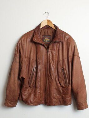 Vtg Adventure Bound Wilsons Leather Ruffle Back Distressed Bomber Jacket Womens
